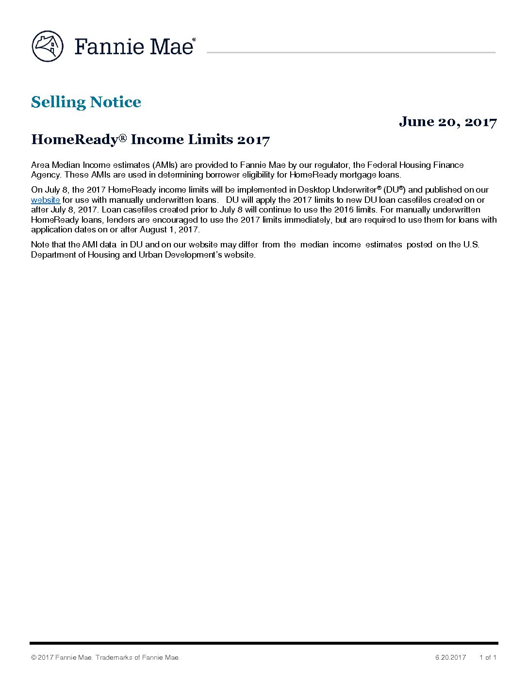 Click Here To View The Fannie Mae Selling Notice - TENA