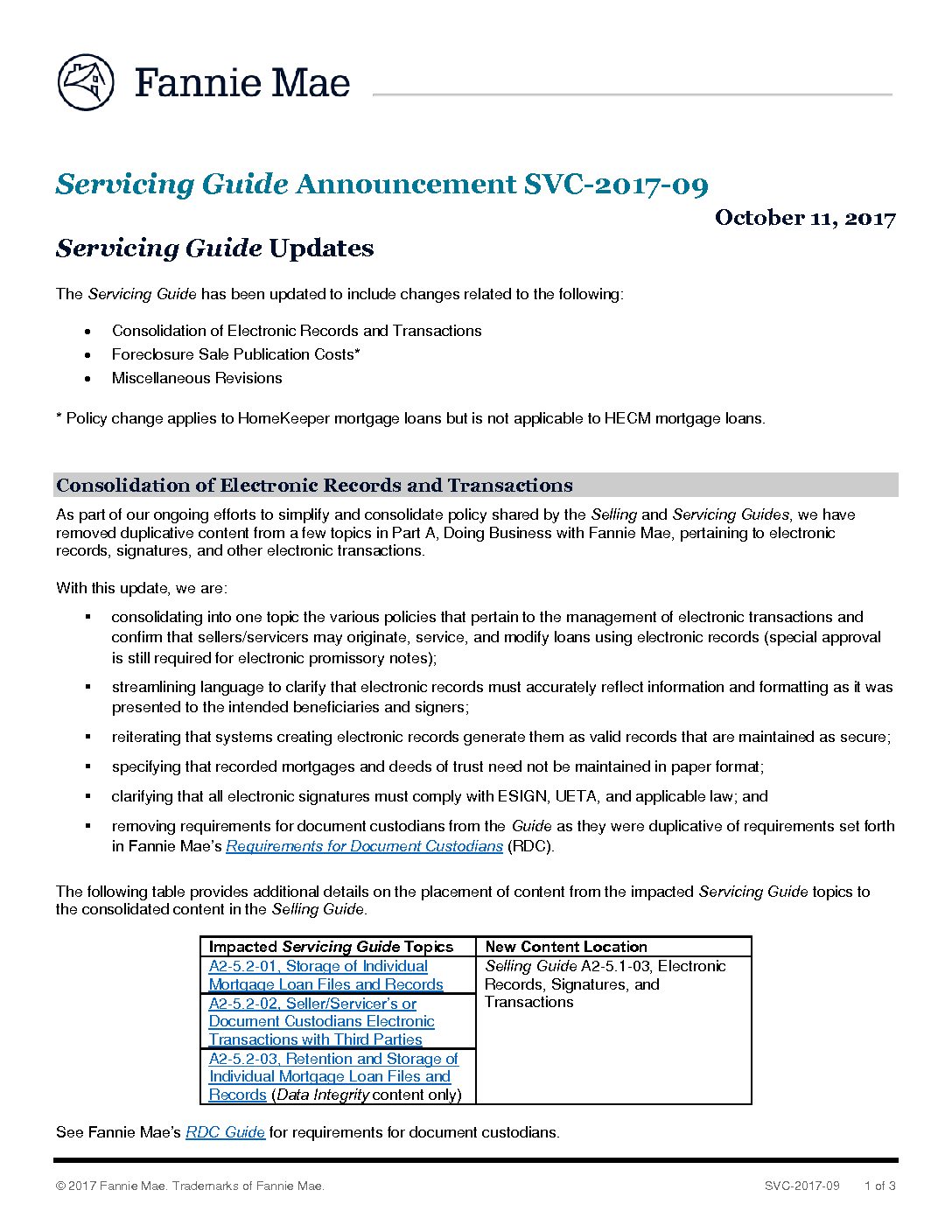 Click Here To View The Fannie Mae Servicing Guide Announcement - TENA