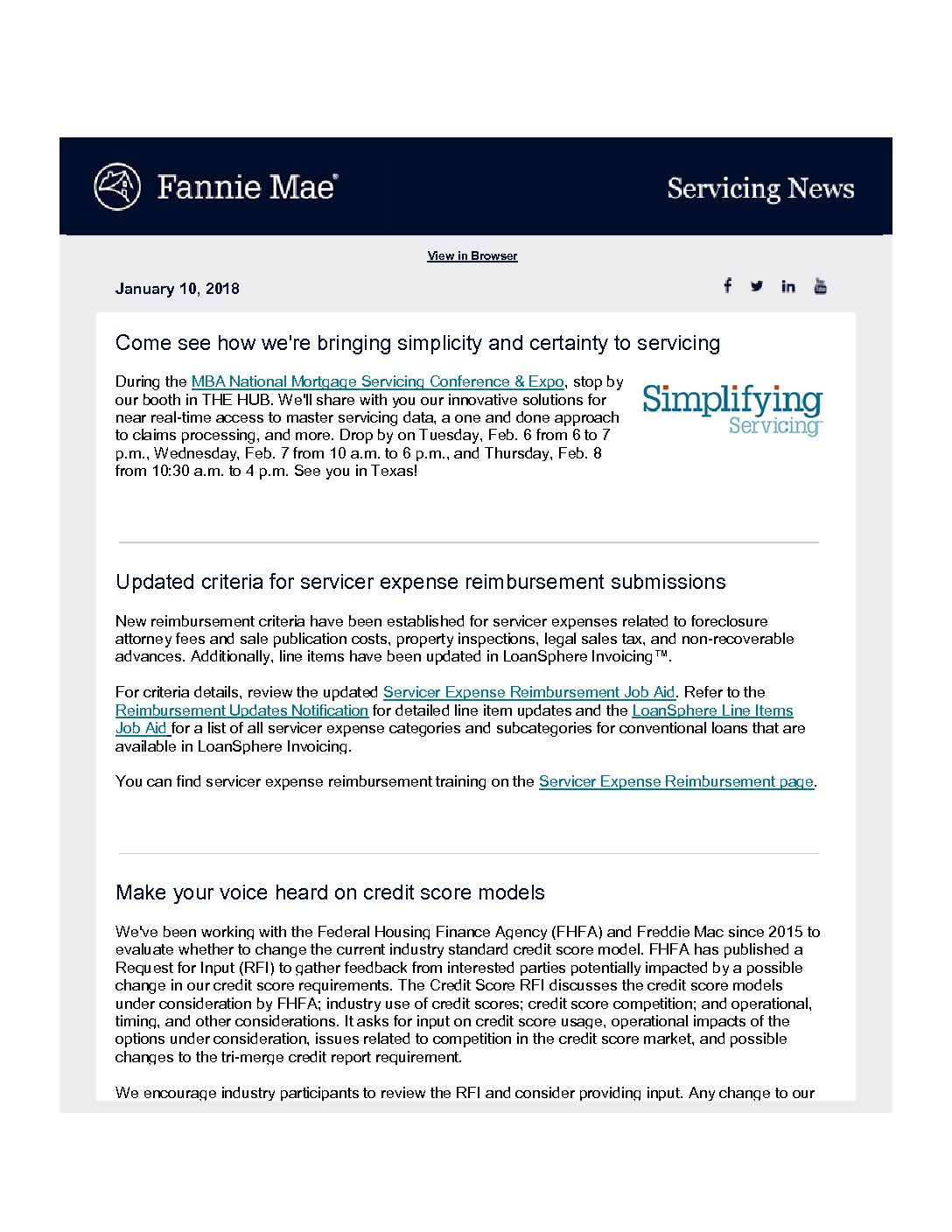 Click Here To View The Fannie Mae Servicing News - TENA