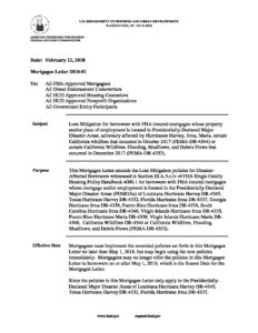 Click Here To View The FHA Mortgagee Letter 2018-01 - TENA